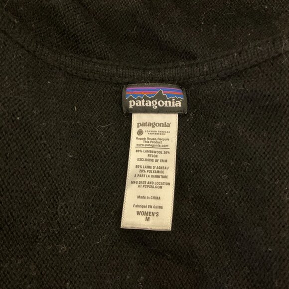 Patagonia Pine Mountain Wrap Sweater Women's M Black Gray Aztec Print Open Front - Picture 12 of 12